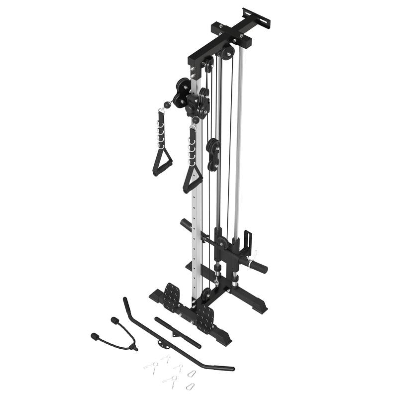 【Tiktokshopblackfriday】Wall Mount Cable Crossover Machine with Dual Pulley, 18-Level Adjustable Home Gym Trainer Lat Pulldown System Strength Training Accessory Arm Exerciser Arm Exerciser