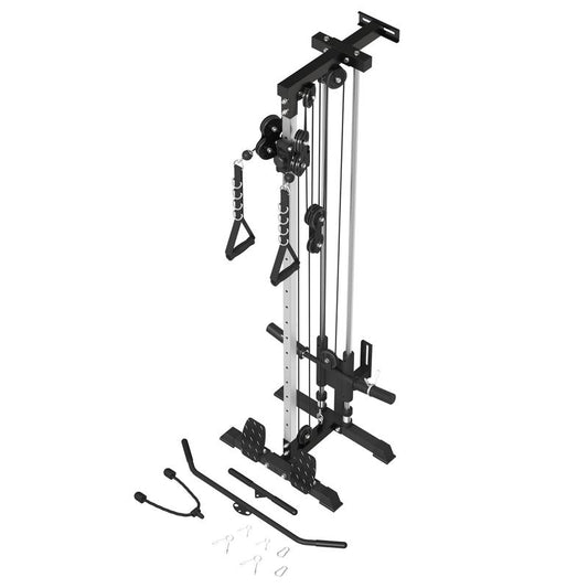 【Tiktokshopblackfriday】Wall Mount Cable Crossover Machine with Dual Pulley, 18-Level Adjustable Home Gym Trainer Lat Pulldown System Strength Training Accessory Arm Exerciser Arm Exerciser
