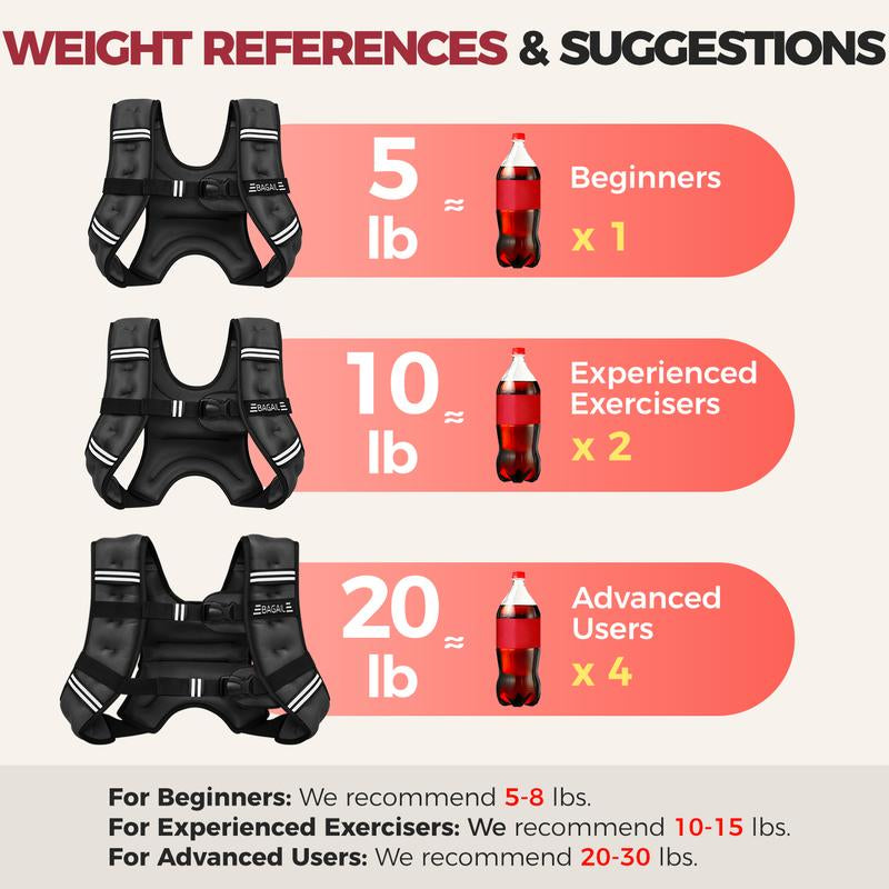 【Tiktokshopblackfriday】Bagail Weighted Vest, 5Lbs/8Lbs/10Lbs/12Lbs/15Lbs/20Lbs/25Lbs/30Lbs Weight Vest with Detachable Phone Pouch, Rucking Vest for Women, Men, Walking, Training, Running Glute Workout Equipment Sweat Fitness Belt