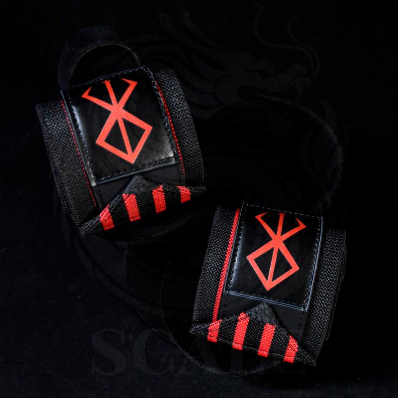 Berserk Anime Leather Wrist Wraps 19" Premium Quality for Powerlifting, Bodybuilding, Weightlifting, Wrist Support Bracelets & Lifting Accessories