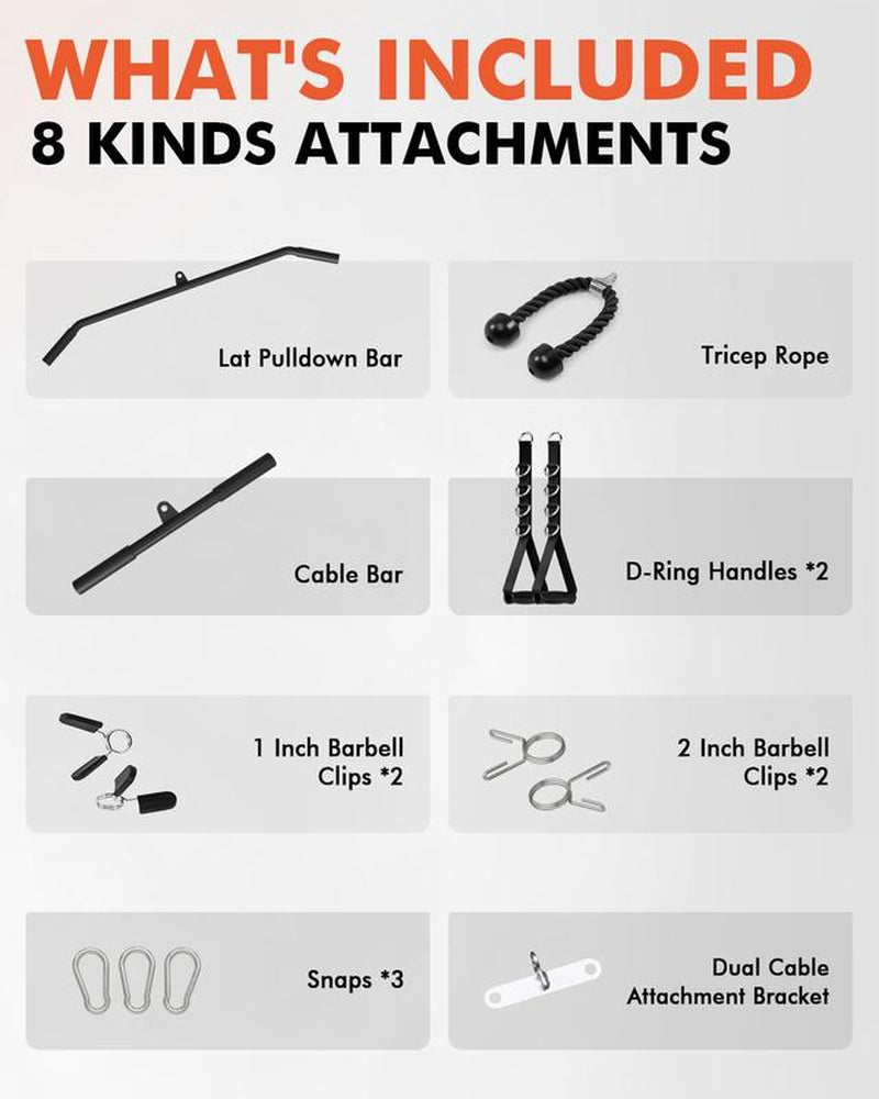 【Tiktokshopblackfriday】Wall Mount Cable Crossover Machine with Dual Pulley, 18-Level Adjustable Home Gym Trainer Lat Pulldown System Strength Training Accessory Arm Exerciser Arm Exerciser