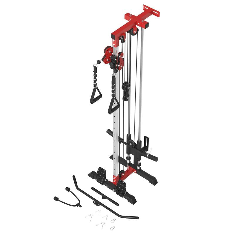 【Tiktokshopblackfriday】Wall Mount Cable Crossover Machine with Dual Pulley, 18-Level Adjustable Home Gym Trainer Lat Pulldown System Strength Training Accessory Arm Exerciser Arm Exerciser