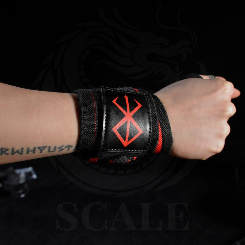 Berserk Anime Leather Wrist Wraps 19" Premium Quality for Powerlifting, Bodybuilding, Weightlifting, Wrist Support Bracelets & Lifting Accessories