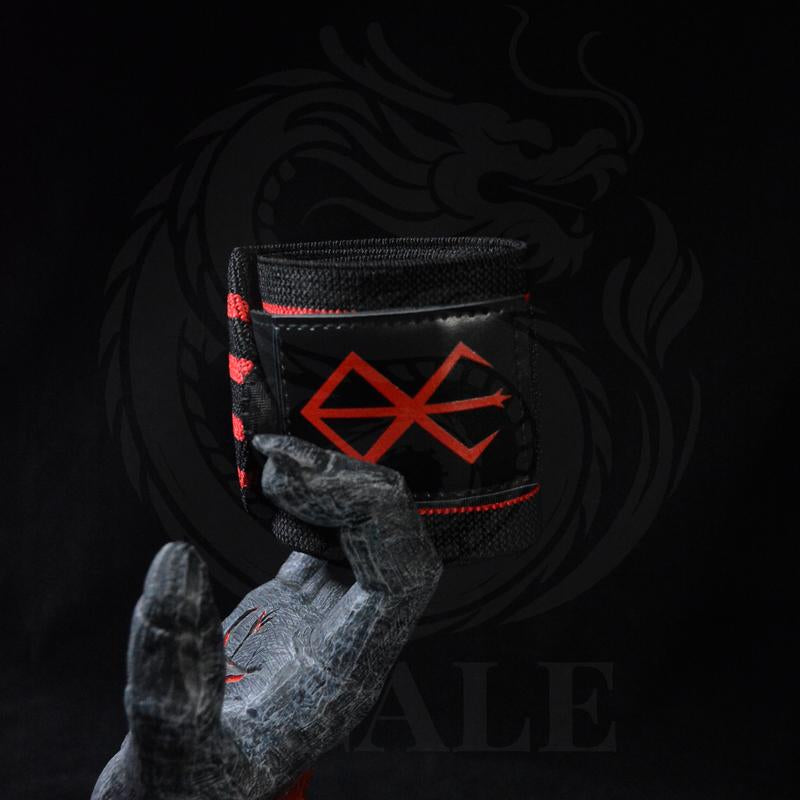 Berserk Anime Leather Wrist Wraps 19" Premium Quality for Powerlifting, Bodybuilding, Weightlifting, Wrist Support Bracelets & Lifting Accessories