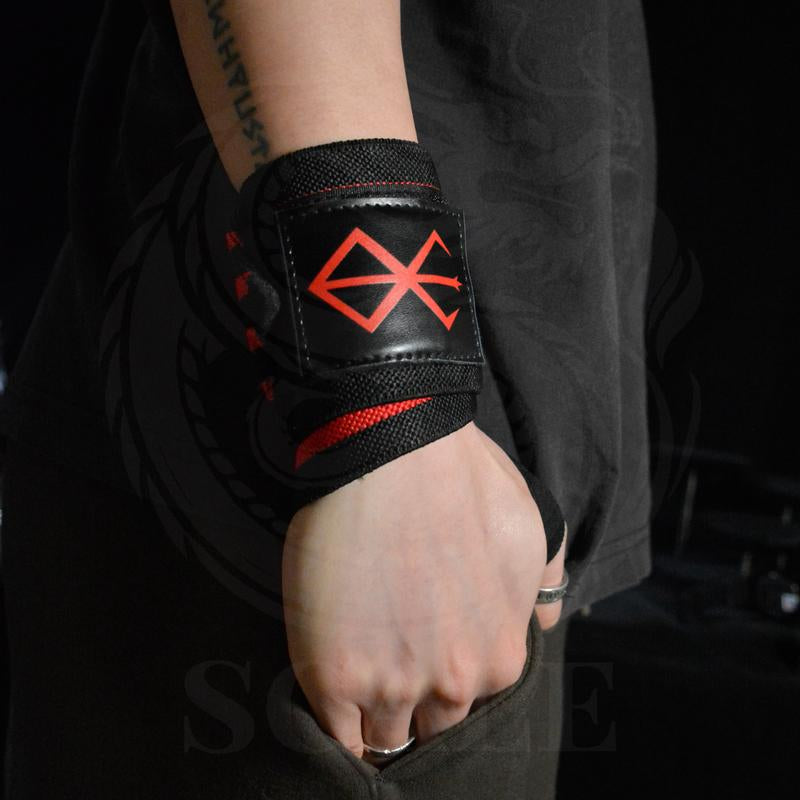 Berserk Anime Leather Wrist Wraps 19" Premium Quality for Powerlifting, Bodybuilding, Weightlifting, Wrist Support Bracelets & Lifting Accessories