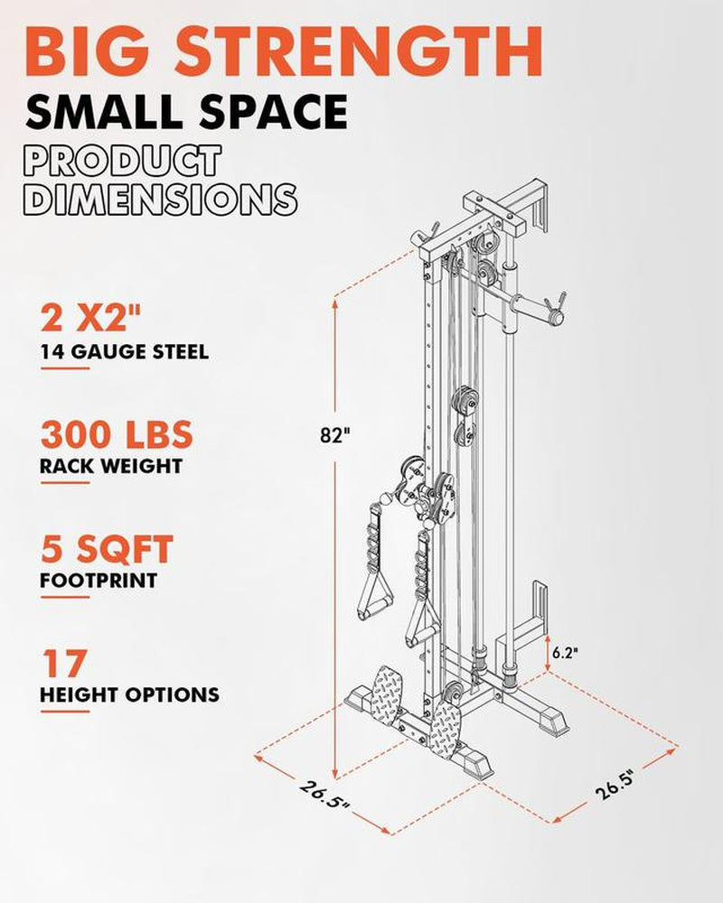 【Tiktokshopblackfriday】Wall Mount Cable Crossover Machine with Dual Pulley, 18-Level Adjustable Home Gym Trainer Lat Pulldown System Strength Training Accessory Arm Exerciser Arm Exerciser