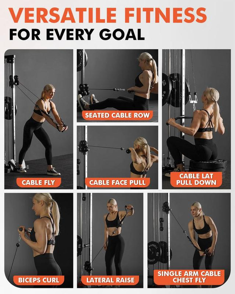 【Tiktokshopblackfriday】Wall Mount Cable Crossover Machine with Dual Pulley, 18-Level Adjustable Home Gym Trainer Lat Pulldown System Strength Training Accessory Arm Exerciser Arm Exerciser