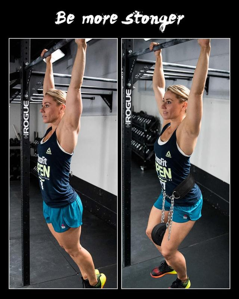 Seektop Dip Belt for Weightlifting - GYM Workout Pull Ups Belt with Chain, Neoprene Waist Dip Belt Crossfit for Weight Lifting, Squat, Training, Fitness, Weight Belt of Men & Women (Belt & Chain)