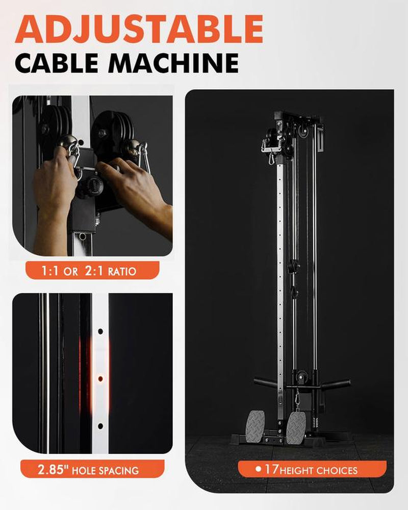【Tiktokshopblackfriday】Wall Mount Cable Crossover Machine with Dual Pulley, 18-Level Adjustable Home Gym Trainer Lat Pulldown System Strength Training Accessory Arm Exerciser Arm Exerciser